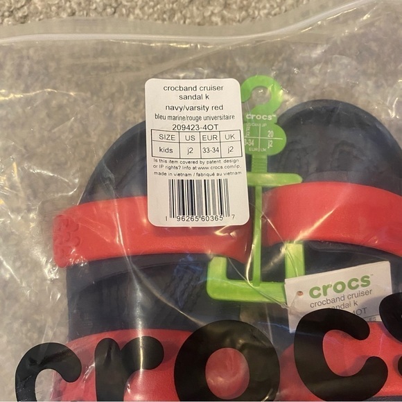 Crocs Crocband Sandals Sz 1 2 Youth Kids Blue Red Open Toe Shoes - Picture 3 of 6